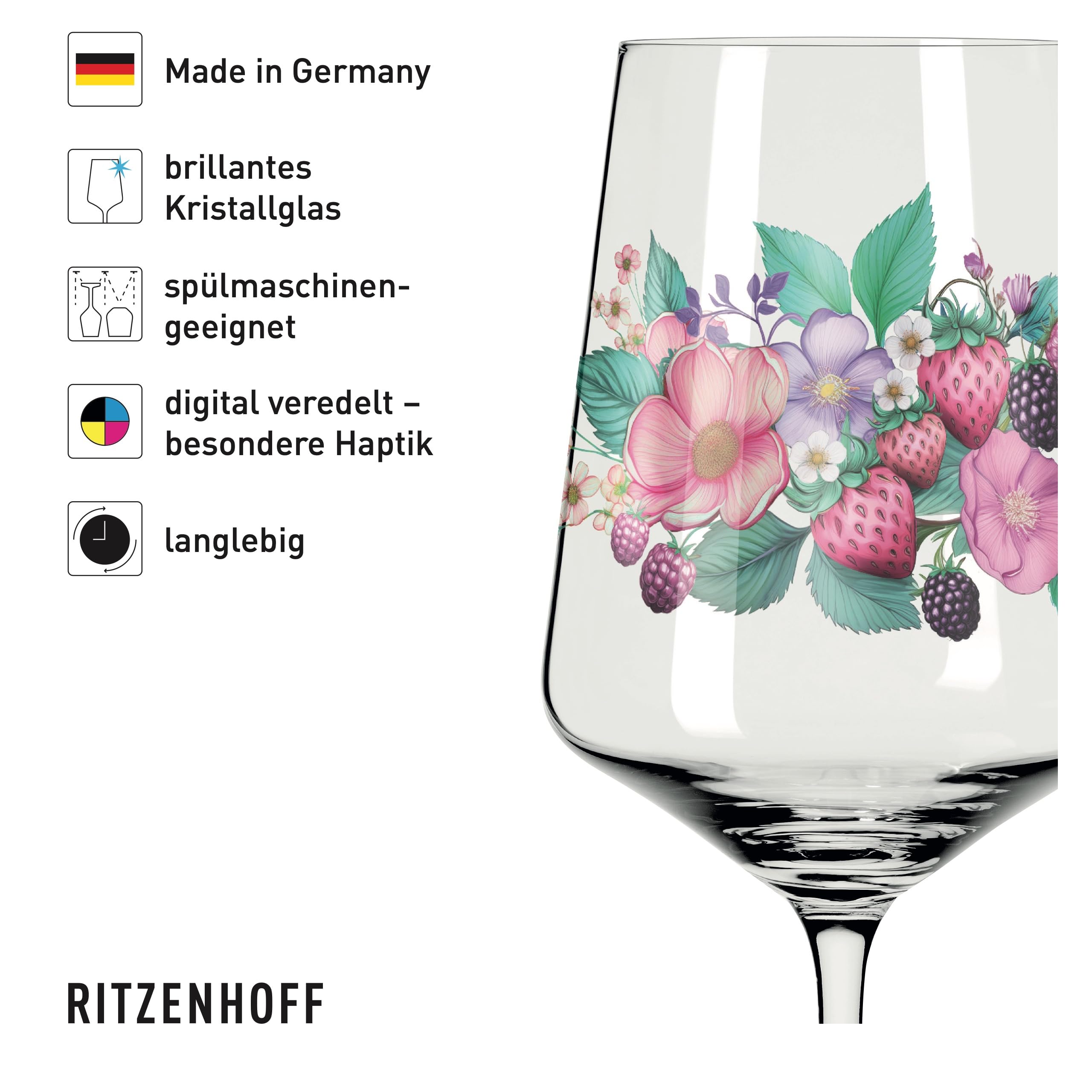 RITZENHOFF Kieliszek do aperitifu, zestaw 2 szt. - 500 ml - Made in Germany | Nr art. 6011004, seria Sonet letni, 2 kieliszki do aperitifu 500 ml, szkło kryształowe, można myć w zmywarce