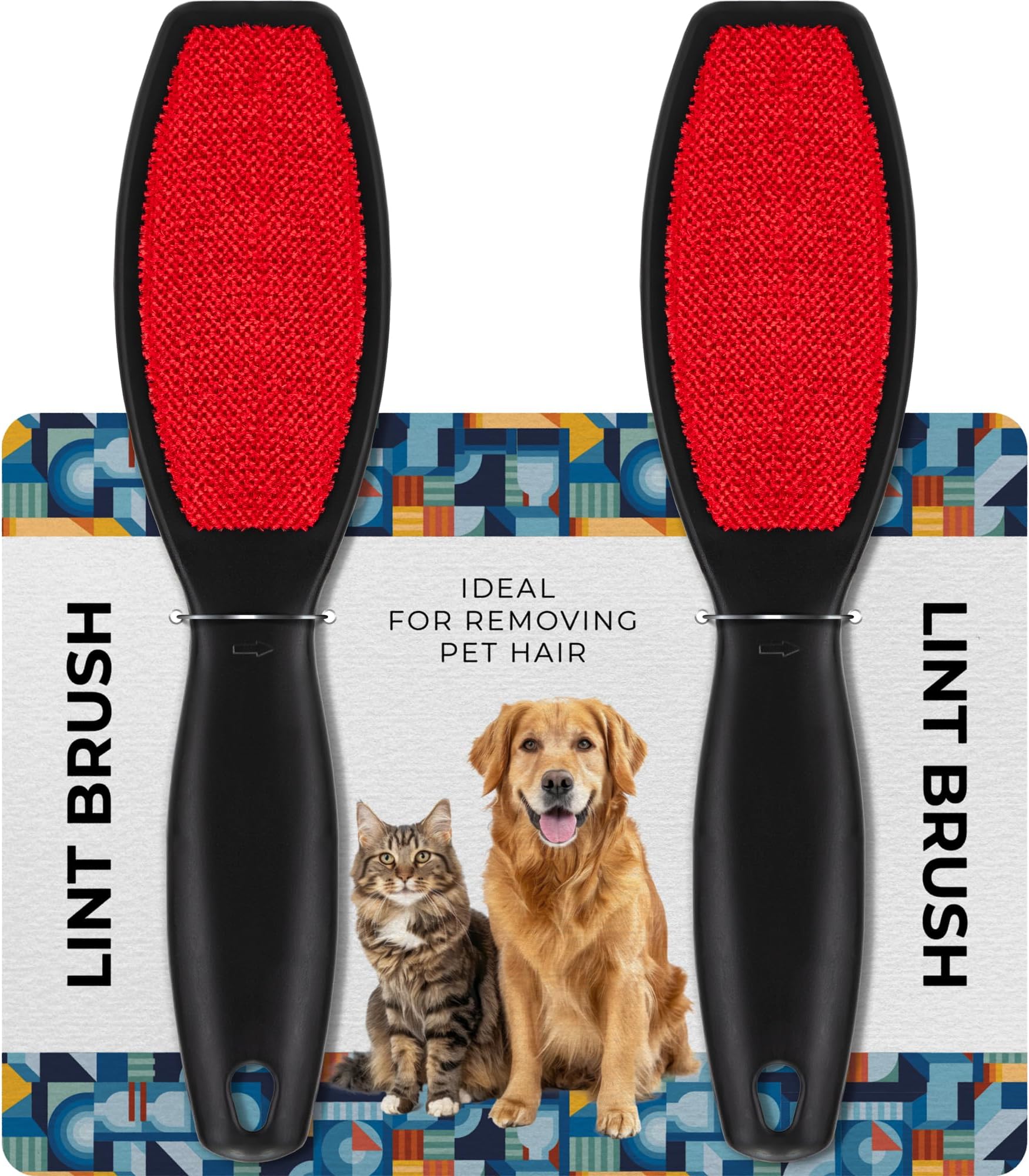 DecorRack (2 Pack) Double-Sided Lint Brushes, Pet Hair Remover Brush for Clothes and Furniture, Remove Cat and Dog Fur from Fabric Carpet and Clothing, Lint Removal Brush, Portable, Reusable (2 Pack)