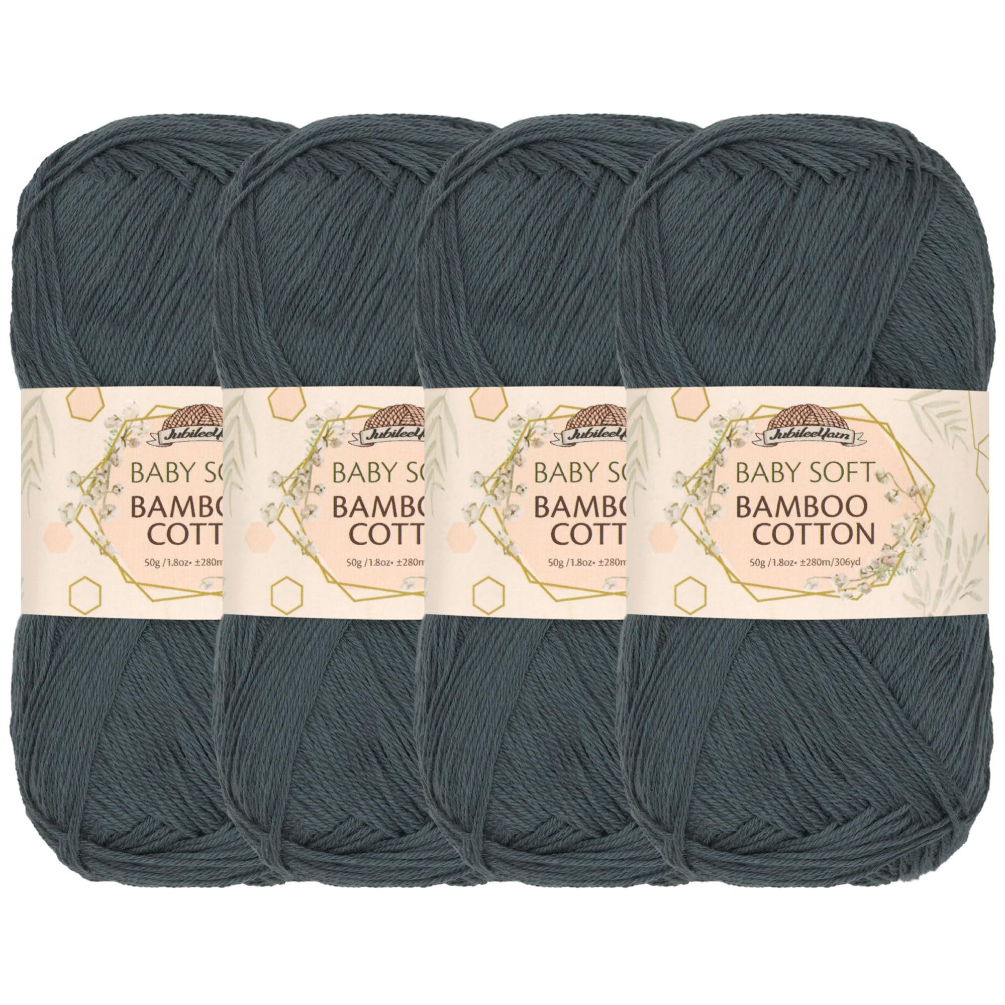 Hilo de algodón de bambú suave gris marino JubileeYarn ovillos para tejer croché 1