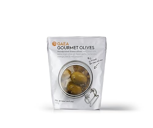 Miniatura 6 de Gaia, aceitunas Kalamata marinated Gourmet con Tomillo, orégano, Naranja y rojo. Peppers4.2oz (Pack de 8)