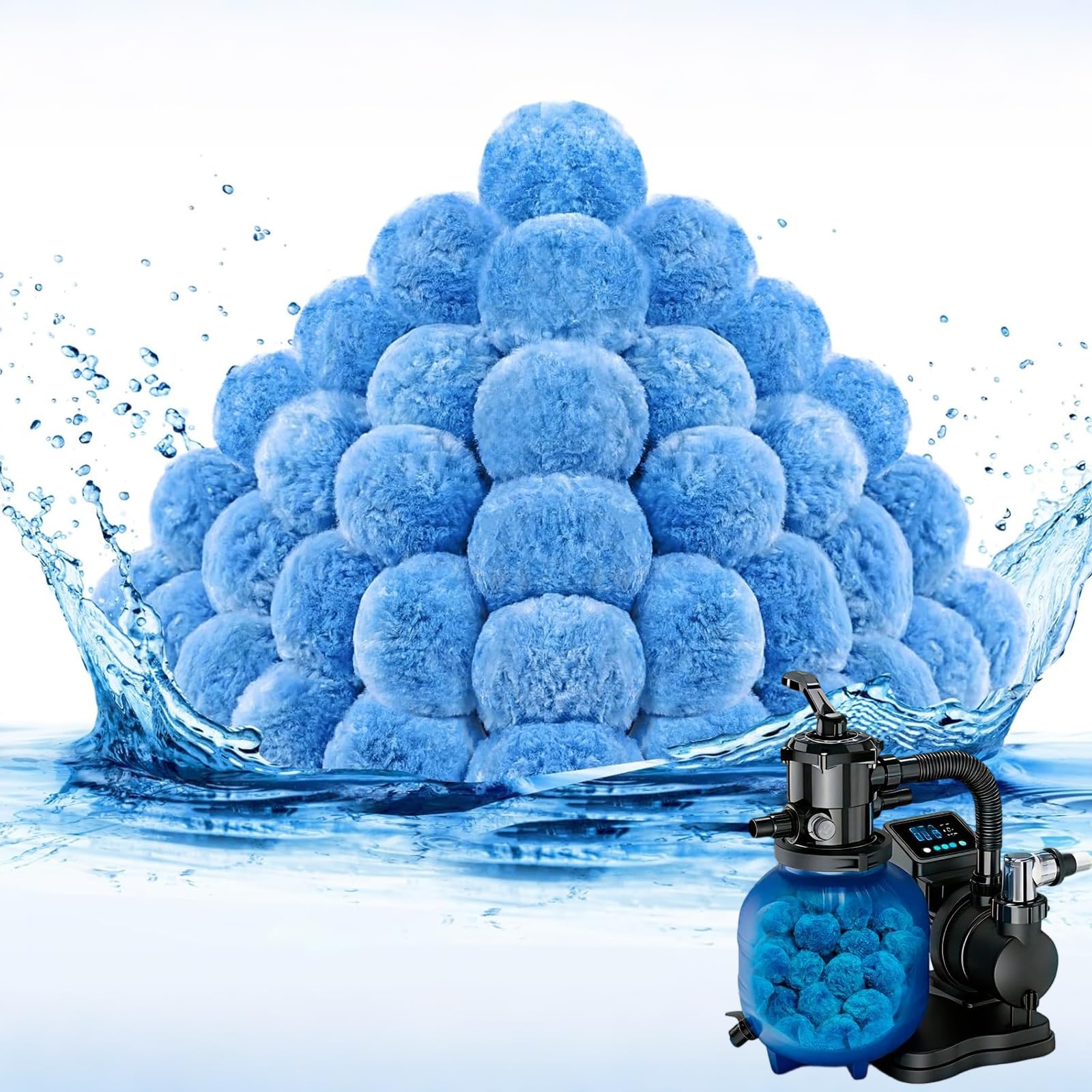 1300g Bolas Filtro Piscina, Vidrio Filtrante para Piscina, Sustituye 45kg Arena de Filtro, Bolas Filtrantes Piscina para Filtro de Arena, Bomba de Filtración, Acuario, Medio Filtrante Reutilizable