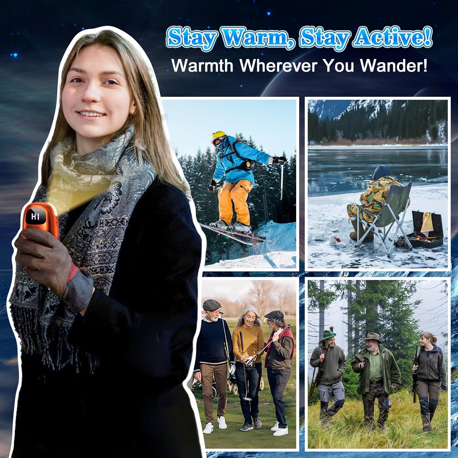 Hand Warmers Rechargeable, Electric Dual-Sided Heating with LED Display & Flashlight, Max 127℉, 13Hrs Long Lasting Pocket Heater for Raynauds, Golf, Hunting,Camping, Valentines Day Gift for Him - Image 8