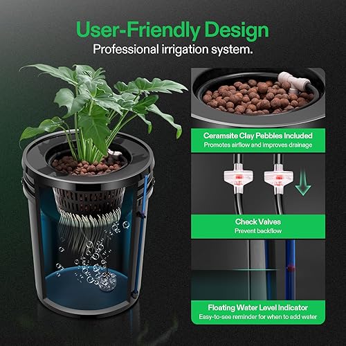 Miniatura 5 de VIVOSUN DWC - Sistema de cultivo hidropónico, cultivo de agua profunda de 5 galones, sistema de jardín de goteo recirculante con manguera de aire
