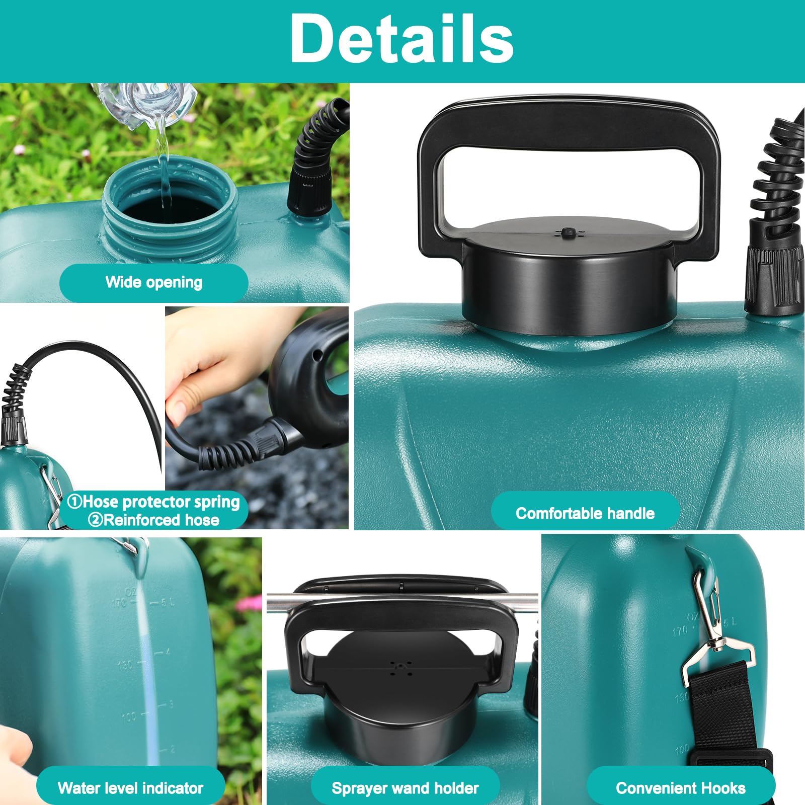 TLGREEN Pompa Irroratrice a Batteria 8L, Spruzzatore Elettrico 7.4V, 2000mAh Nebulizzatore Giardino con 4 Ugelli Regolabili Nebulizzatore Asta Telescopica, Spruzzatore per Erbacce da Giardino e Piante