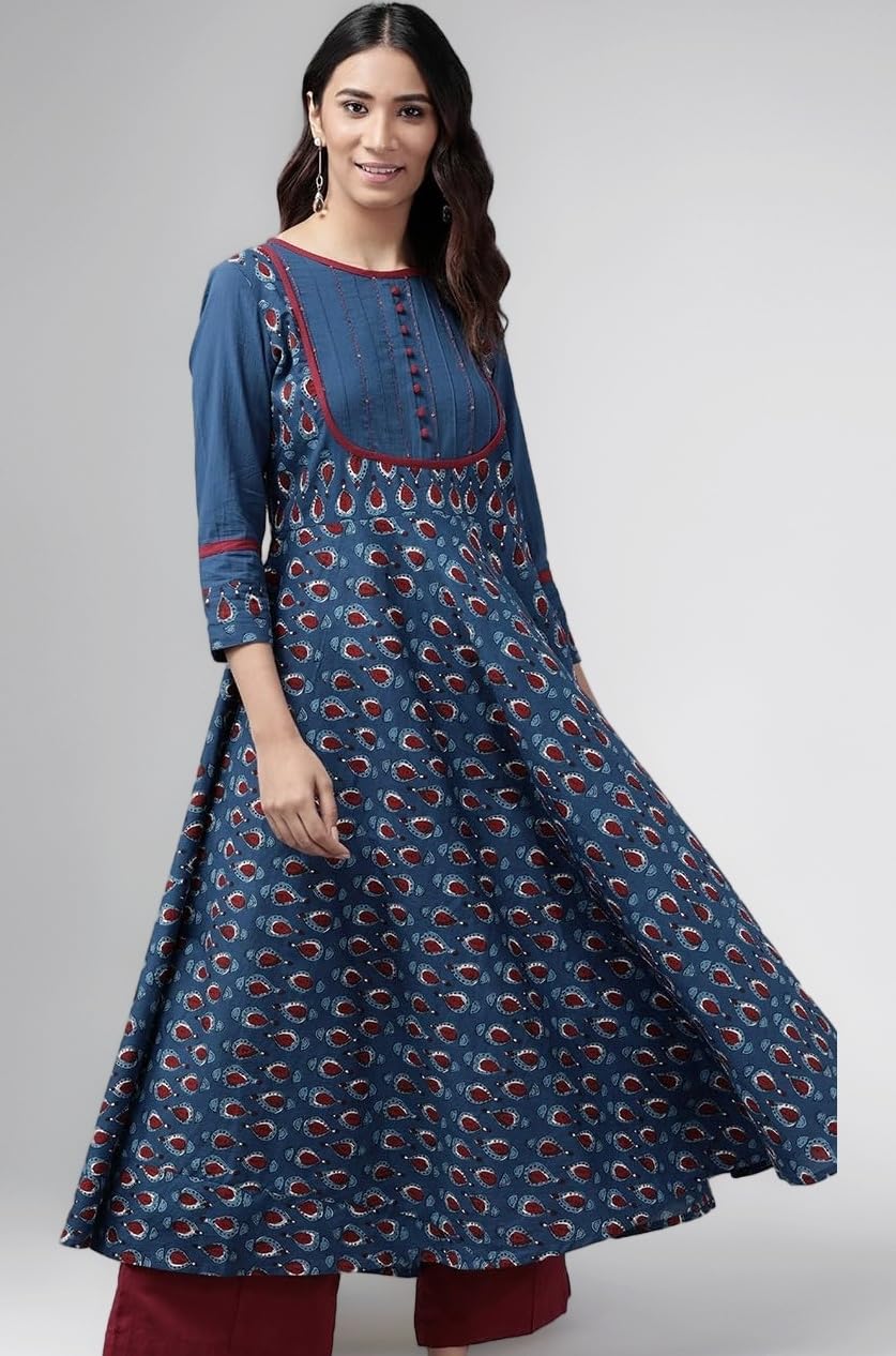 Women's Cotton Relaxed Fit Anarkali Kurta