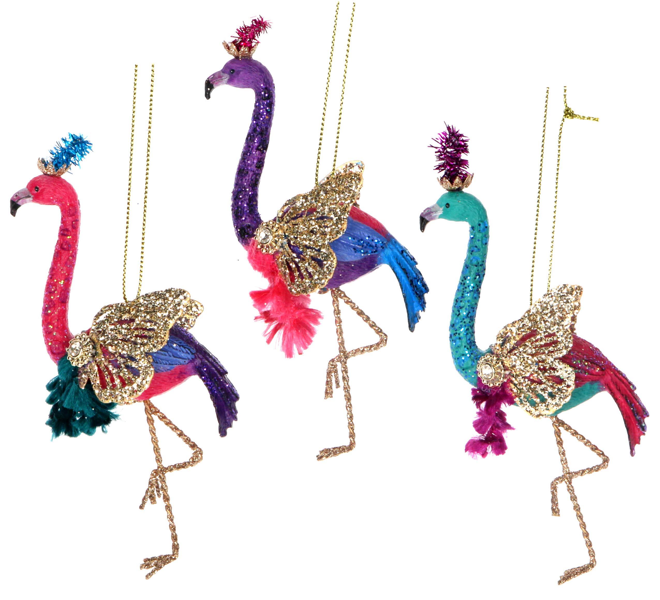 Décoration en résine flamants roses de 12 cm pour un Noël magique en famille