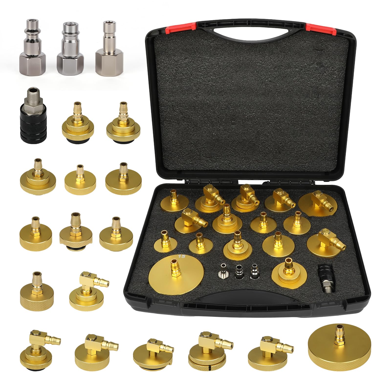 AUTOOL Kit di spurgo per cilindro principale, 20 pezzi, per spurgo della pressione dei freni, adattatori per lo spurgo del liquido dei freni, per la maggior parte dei veicoli