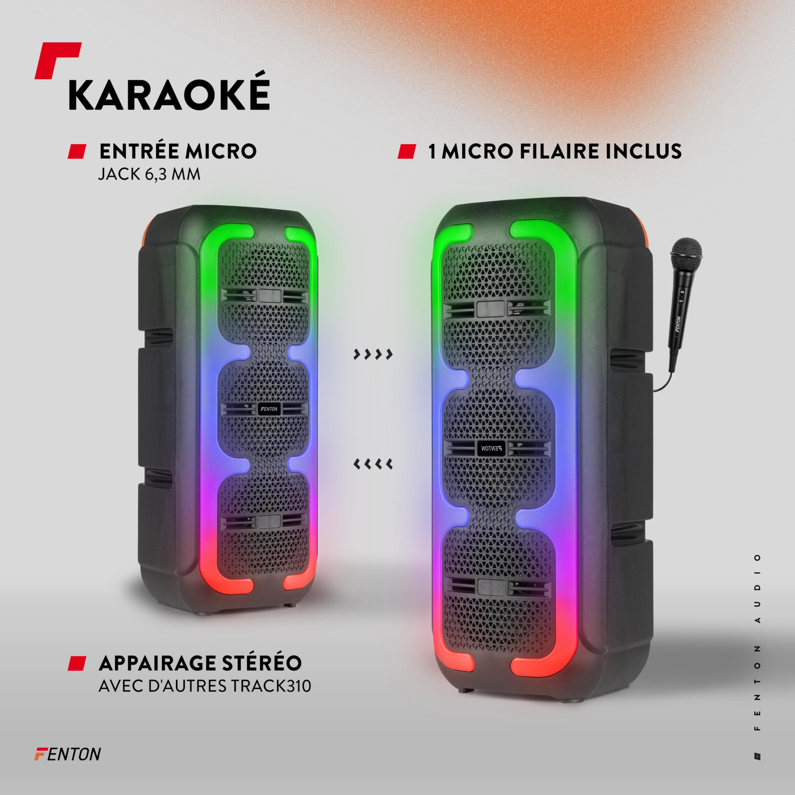 Fenton Track310 Enceinte Portable Bluetooth 120W LED Batterie 8H