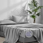 ACCURATEX Feuilles de refroidissement Taille du roi - Viscose fait de bambou, Ensemble de feuille d'hôtel de luxe pour lit King Size, Feuilles de lit respirant super doux jusqu'à 16 pouces Pockect profond,Grey, Viscose fait de bambou, 4 Pcs Ensemble de feuille douce soyeuse, Respirant Cool fo