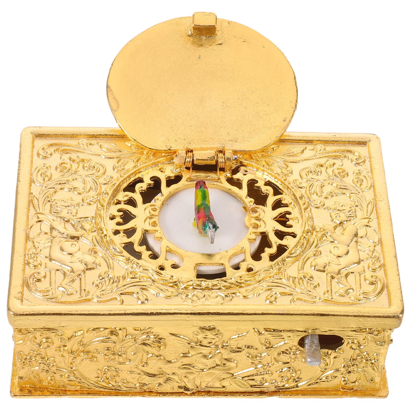 Caja de música de pájaro cantor mecánico vintage y decoración barroca