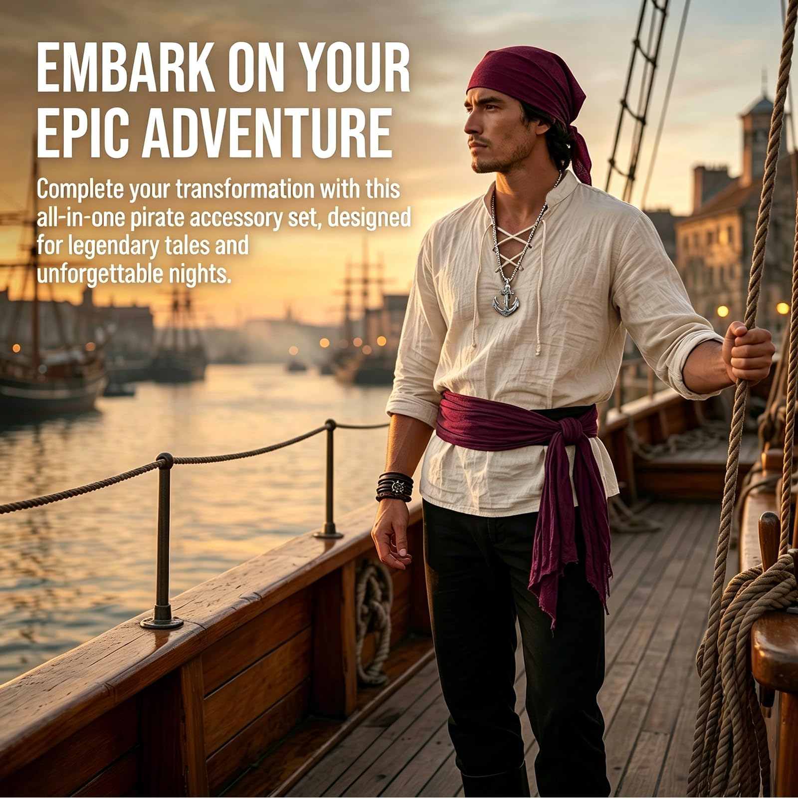 Herren Piratenkostüm Set Mittelalter Renaissance Kostüm