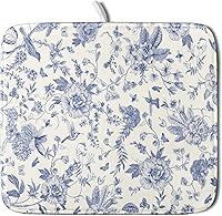 Vista 9 de Tapete de secado de platos con diseño de pájaro rojo de Feliz Navidad, absorbente y de secado rápido, protector para encimera de cocina, 18 x 24