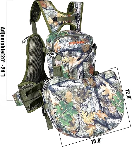 Vista 18 de UIIHUNT Chaleco de pavo con asiento: chaleco ligero de caza de pavo con bolsa de juego, accesorios ajustables para equipo de caza de pavo Tree Camo