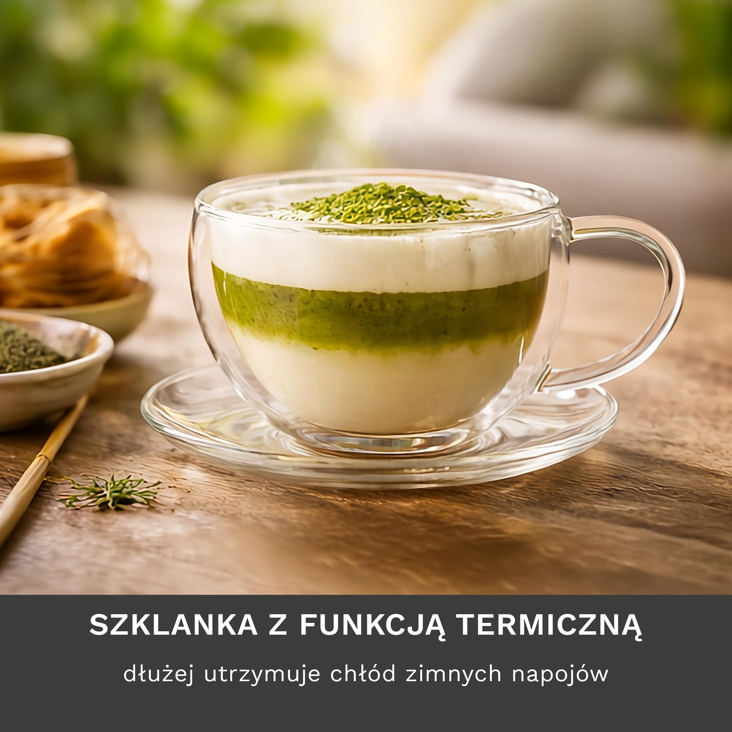 Creano Kubek termiczny z podwójnymi ściankami do herbaty/latte macchiato kubek do cappuccino z podstawką 250 ml, zestaw 4 sztuk
