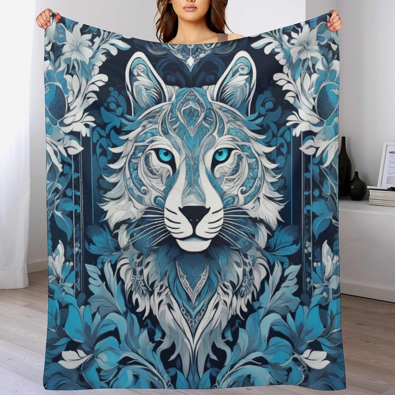 Couverture polaire flannel loup plaid peluche chaud confortable canapé lit 140x180