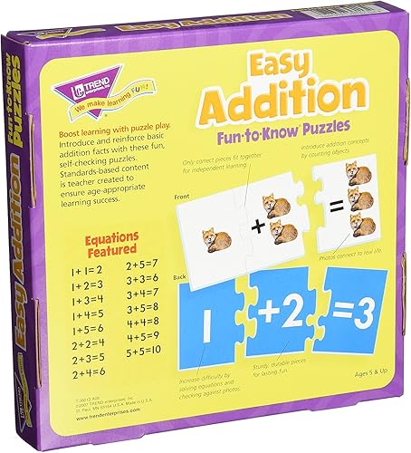 Miniatura 2 de Trend Enterprises rompecabezas divertidos de saber fácil incorporación aprender a añadir y resolver ecuaciones básicas 15 rompecabezas de dos caras