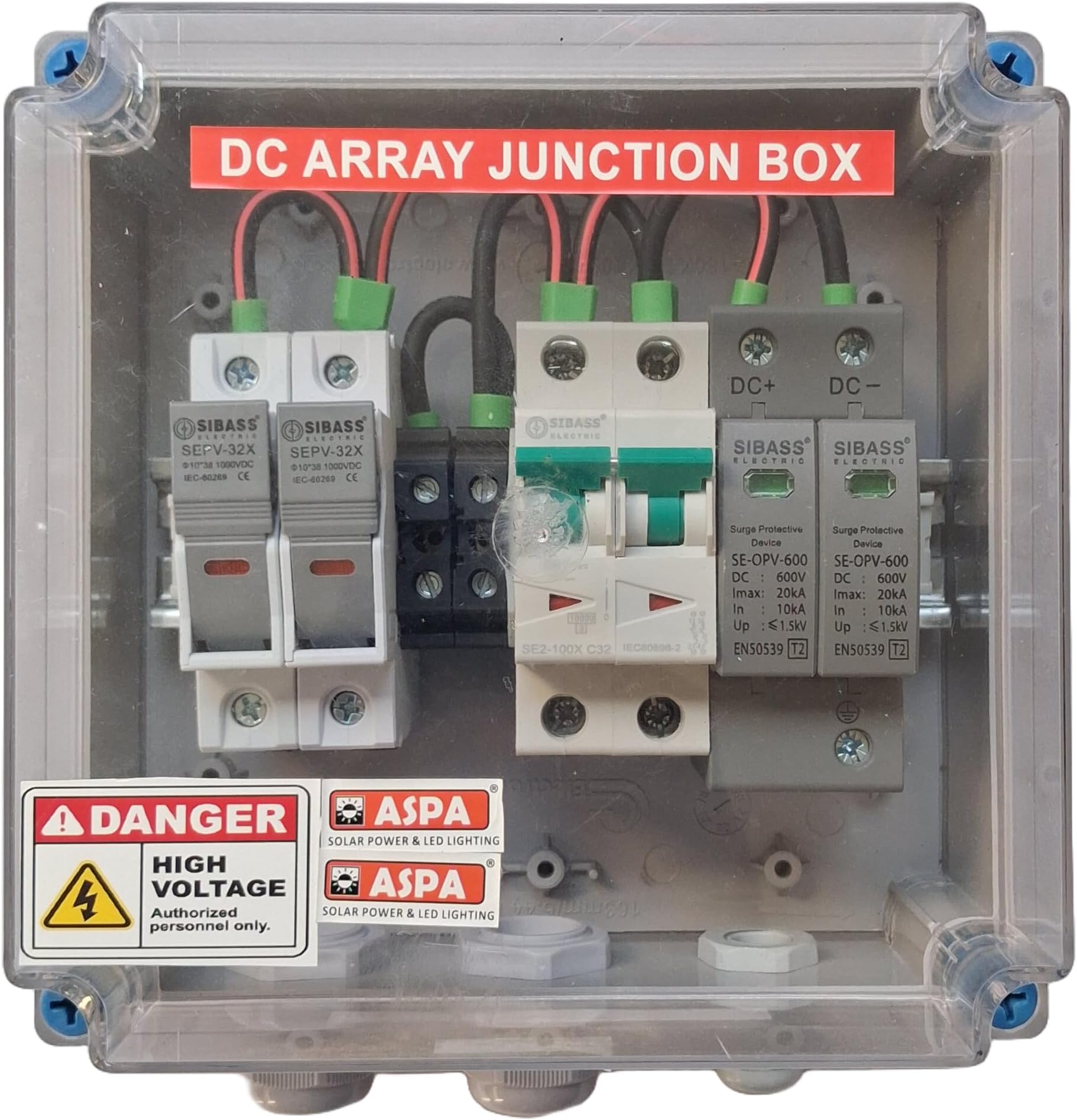 ASPA Solar DCDB 2 in 1 Out 500V 40A MCB 600V SPD AJB DC Array Junction Distribution Box eco