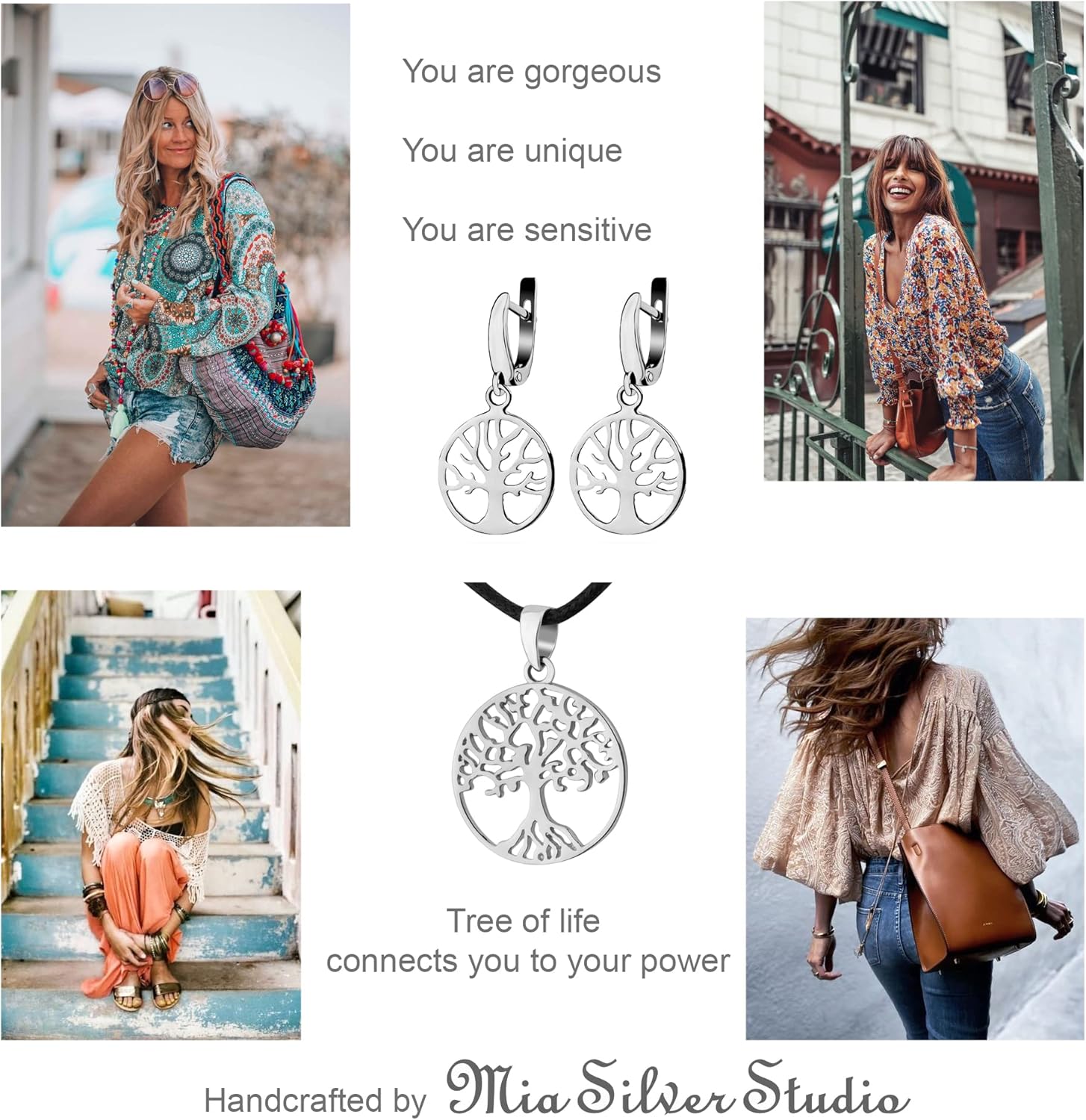 Celtic Tree of Life Earrings 925 Sterling Silver - Family Tree Small Dangle Earrings for Women Girls - Mother's Day Gifts for Mom Wife Daughter - Handmade Jewelry