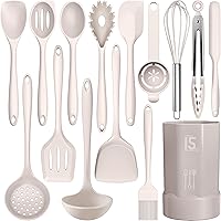 AOTHOD 446°F Heat Resistant Silicone Cooking Utensils Set - 17pc Turner Tongs Spatula Spoon for Nonstick Pans, BPA Free Dishwasher Safe Kitchen Tools