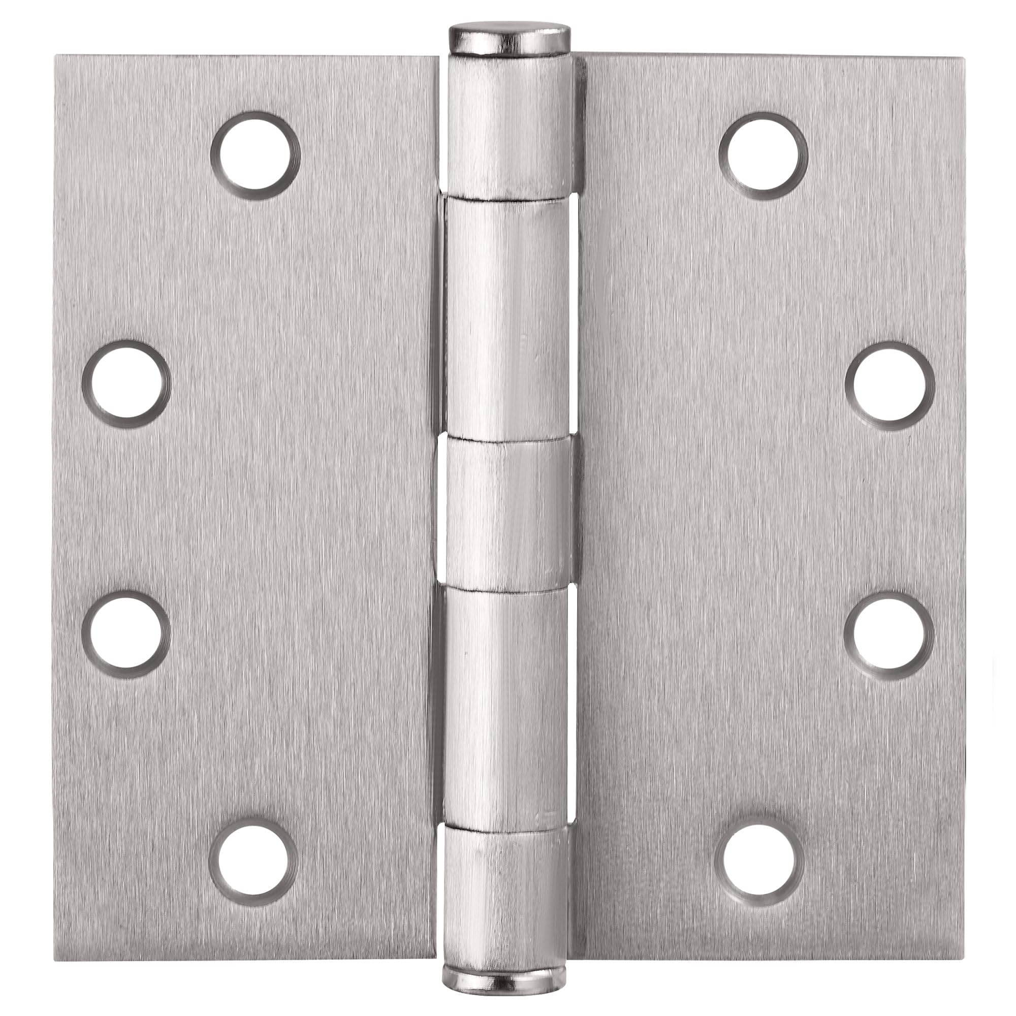 Bisagras de puerta para puertas interiores, paquete de 12 unidades, 4.5 x 4.5 pulgadas, bisagra de puerta cuadrada de acero, níquel satinado, se adapta a puertas estándar, Design House 189886