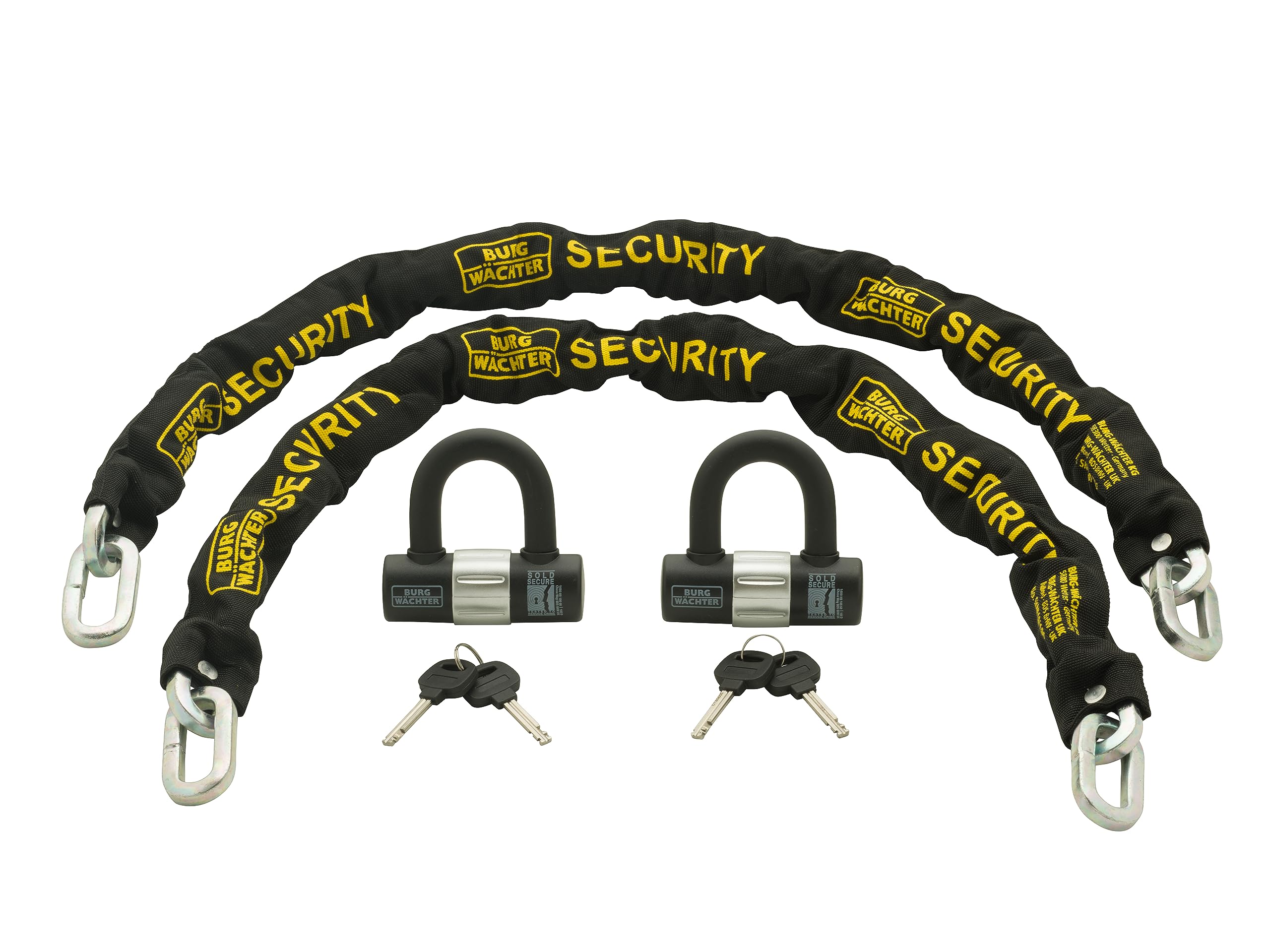 Burg-WachterDuo Kit Sold Secure Gold Keyed Alike Chain Twin Pack, Black, 1M