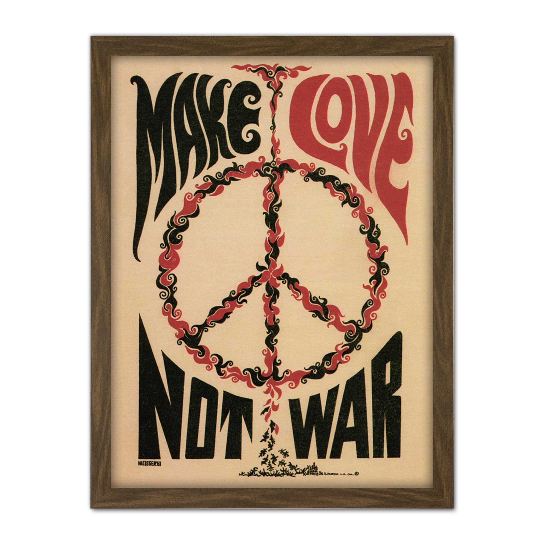 Wee Blue Coo Peace Make Love Not War Artwork Framed Wall Art Print 18X24 Inch