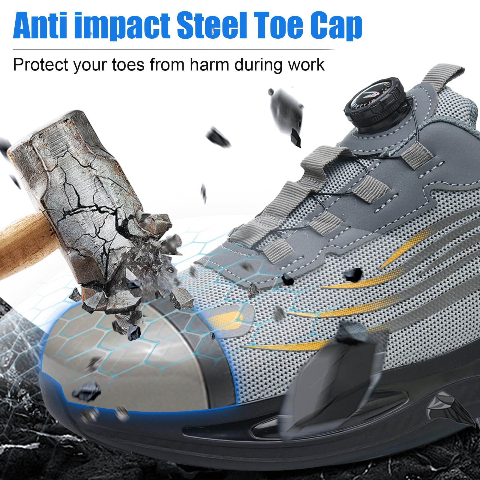 Scarpe Antinfortunistiche Uomo Donna Scarpe da Lavoro Leggere Scarpe Sicurezza con Punta in Acciaio Sportive Antiscivolo Traspiranti Comode 38-46 EU