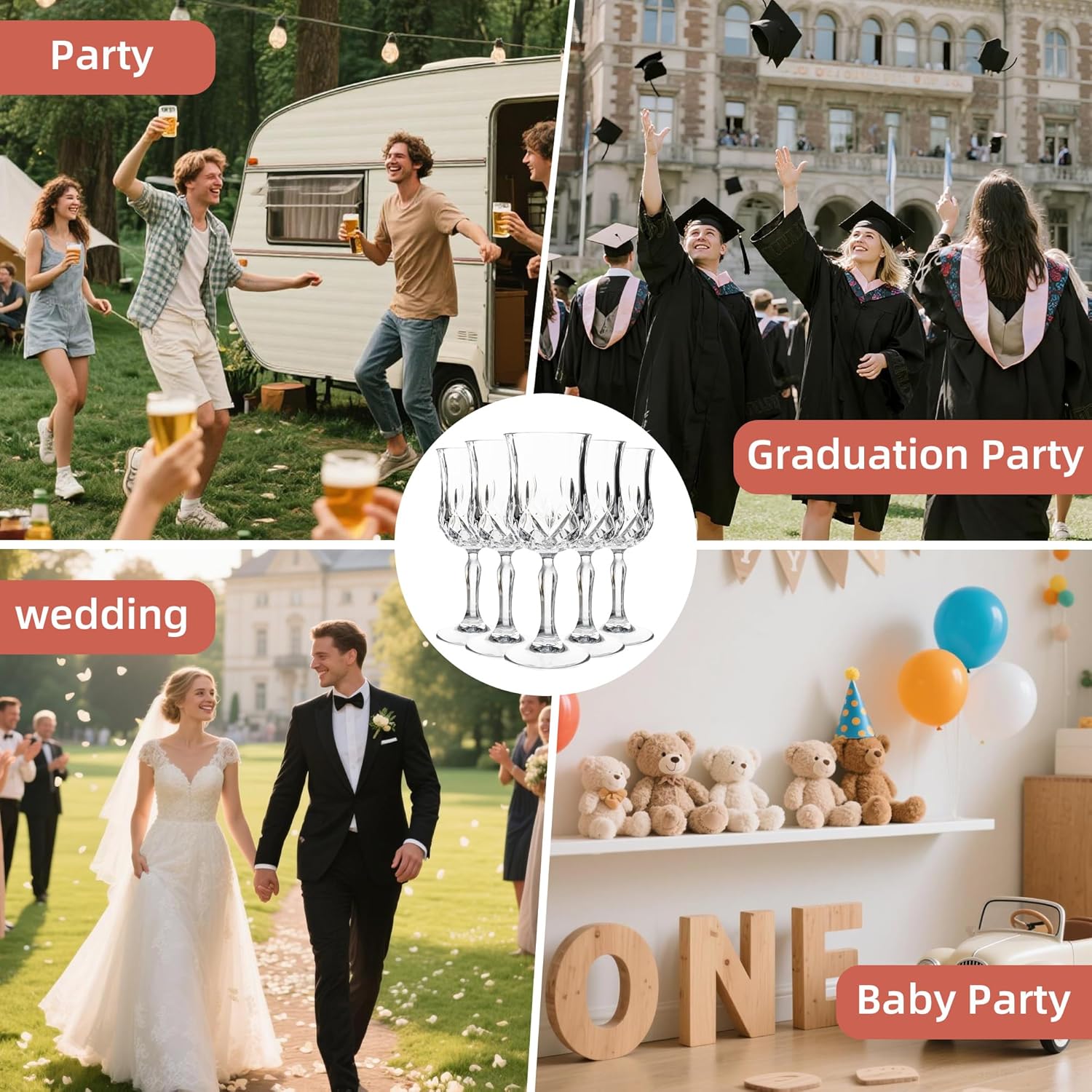 UMEIED 12 Pack 7.2oz Wine Glasses, Small Stemware for Red Wine, Port, Sherry, Dessert Wine, Crystal Clear Classic Glass Goblets Elegant Glassware for Restaurants, Bars, Home Use - Image 6