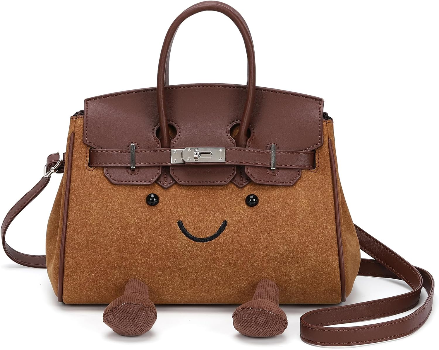 Women's Handbag with Playful Smile Face Design, comfortable Shoulder Bag & Top Handle, Cute Casual Purse for Autumn Outfits