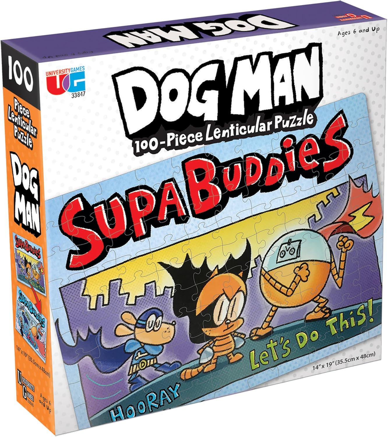 University Games | Dog Man Supa Buddies Lenticular 100 Piece Puzzle
