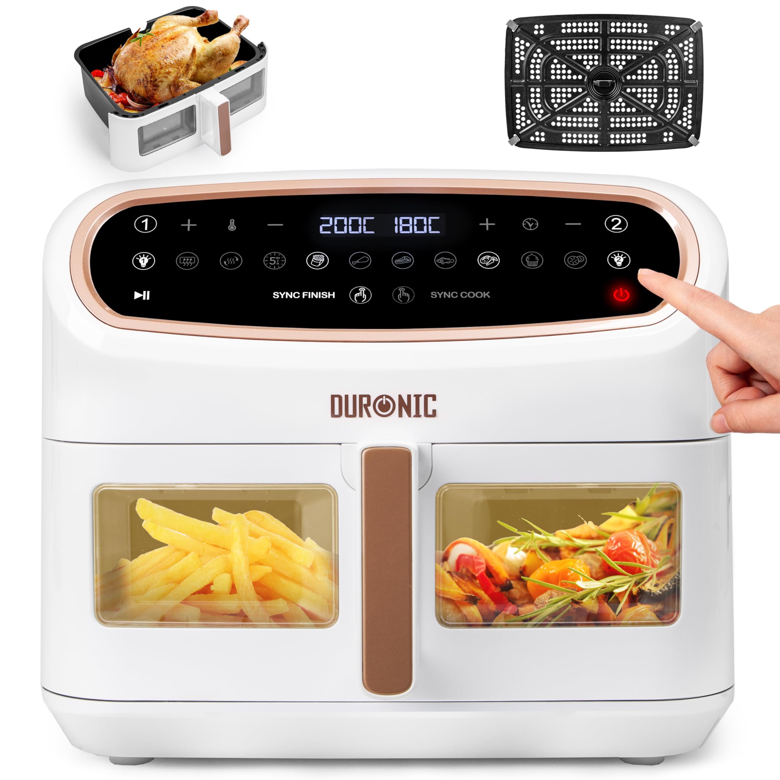 Duronic Air Fryer with XL Drawer AF14 WG, Family Sized Multi Cooker with Visual Window, 1x10L Large Drawer for Roast Potatoes, Chips, Chicken, Pastries, Cakes & Bakes โ image 1