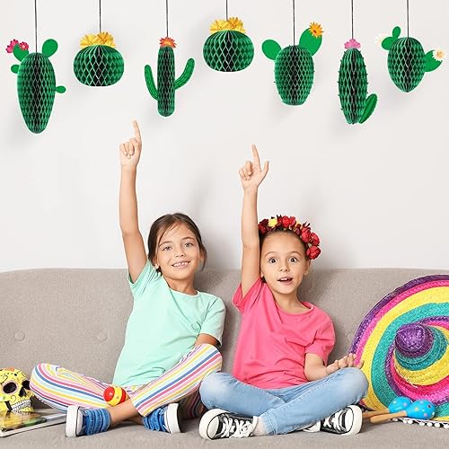 Miniatura 7 de Centros de mesa de 12 piezas de cactus de panal para mesas, colgantes colgantes, suministros de decoración de fiesta de cactus de verano,
