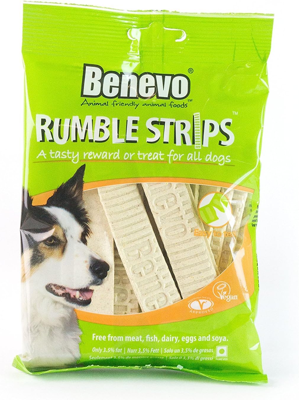 Benevo Vegetarian Rumble Strip Dog Treats 180g (approximately 20 strips per pack)