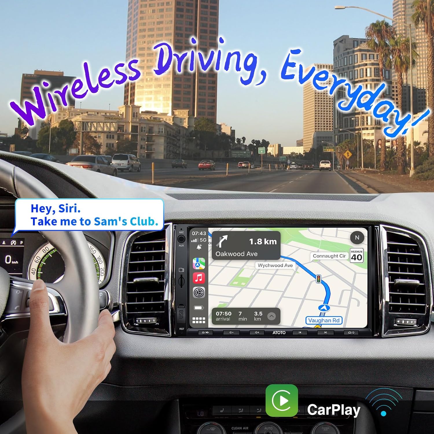 ATOTO F7 WE prikaz bežične CarPlay funkcije