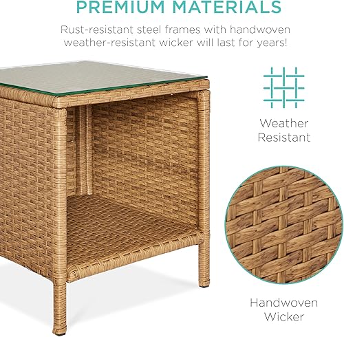 Miniatura 131 de Best Choice Products Juego de 3 piezas de mimbre para conversación al aire libre, muebles de patio que ahorran espacio para jardín con mesa