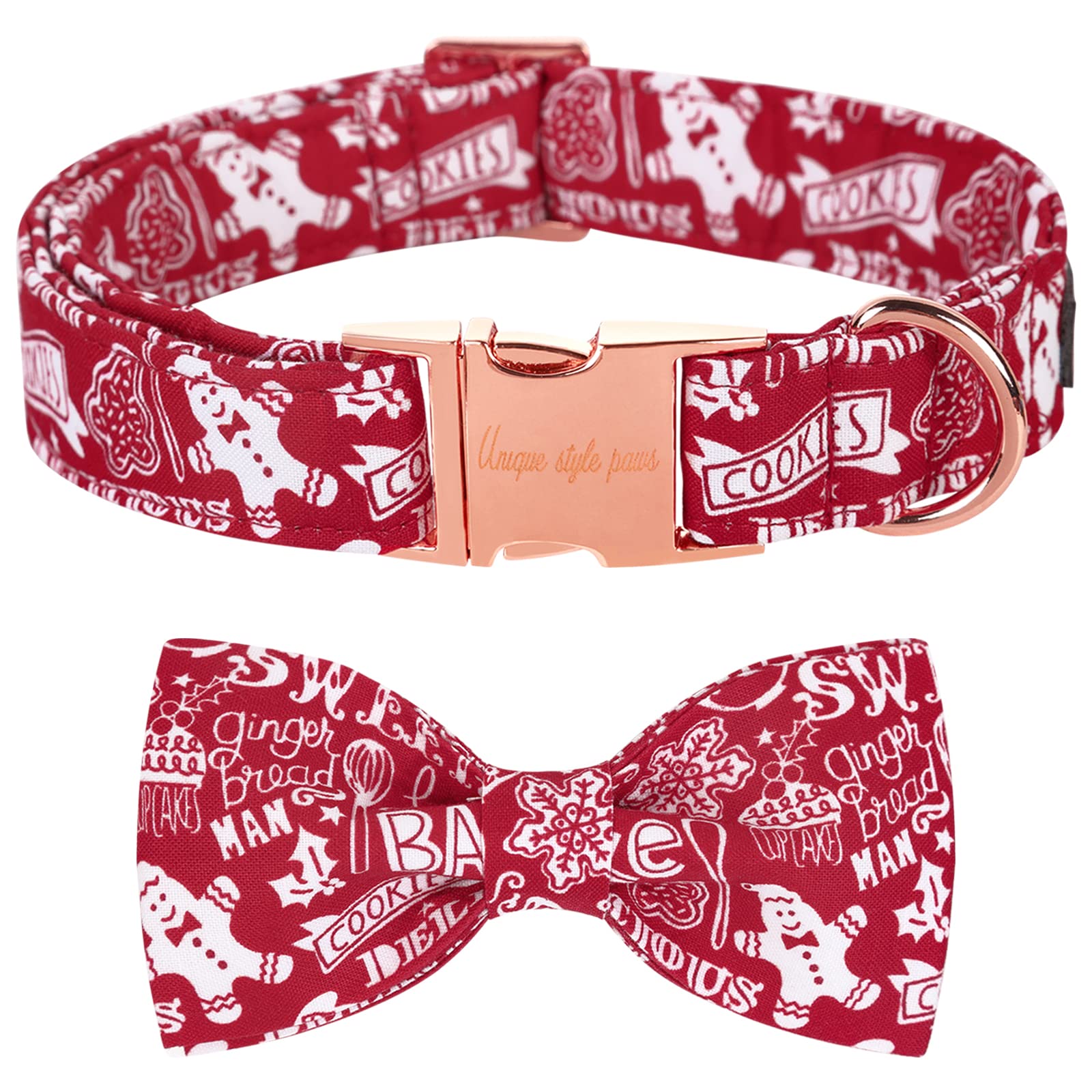 Unique style paws Christmas Hundehalsband, Haustierhalsband Geschenk für Mädchen Jungen Hunde, verstellbares Hundehalsband für kleine mittelgroße Hunde-Gingerbread Snowman -XS