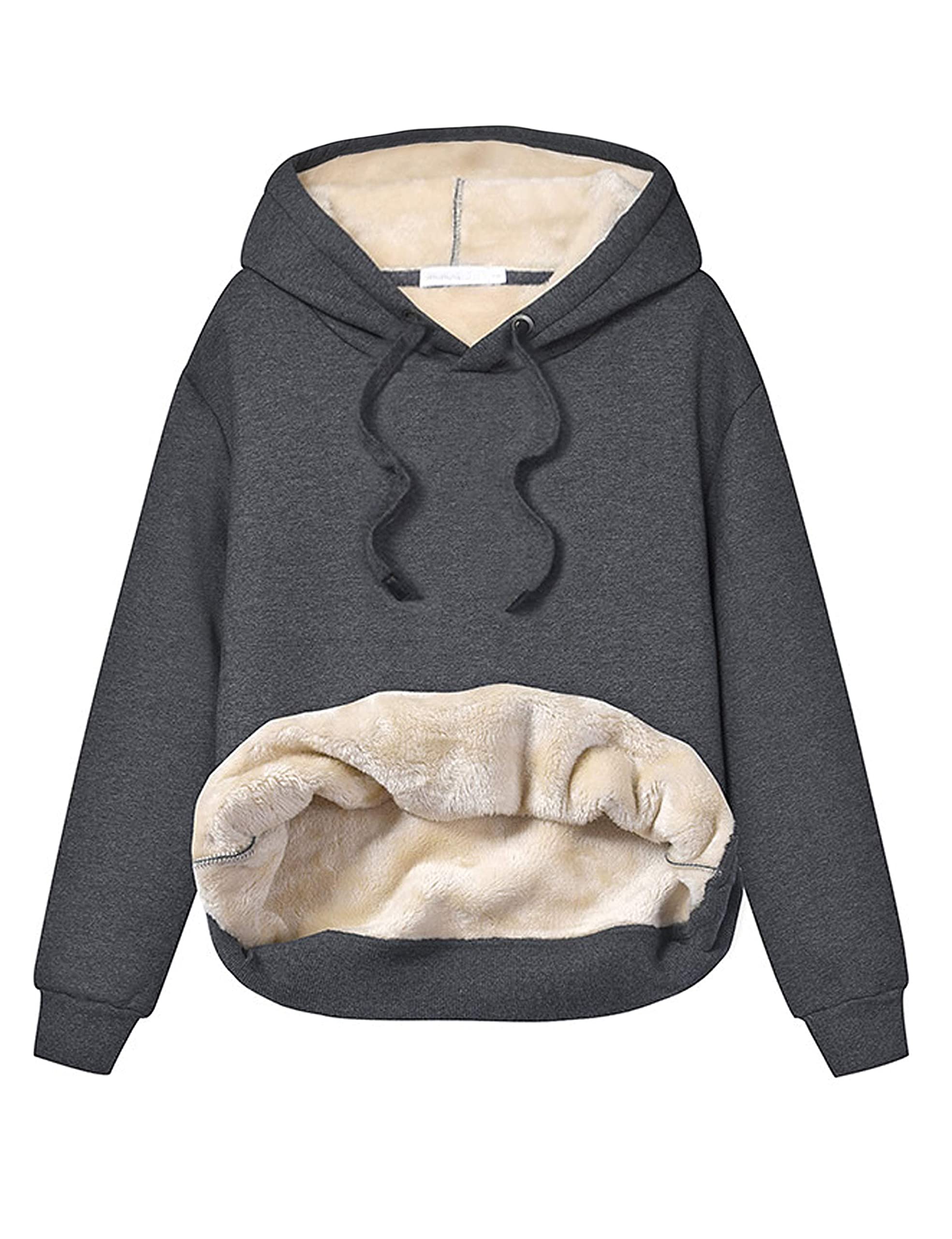 Yeokou Sudadera con capucha de invierno para mujer, de forro polar, cálida y pesada