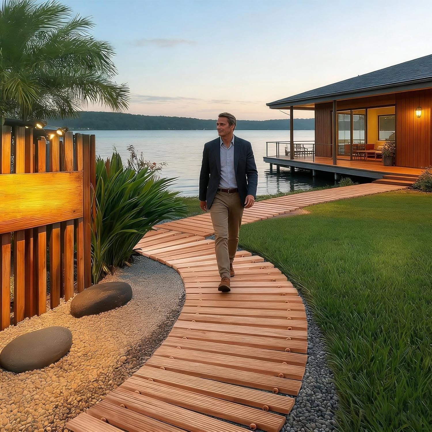 Outdoor Wood | Non-Slip Walkway for Lawn and Garden, Outdoor Wood Pavers, For Backyard Beach Wedding Use