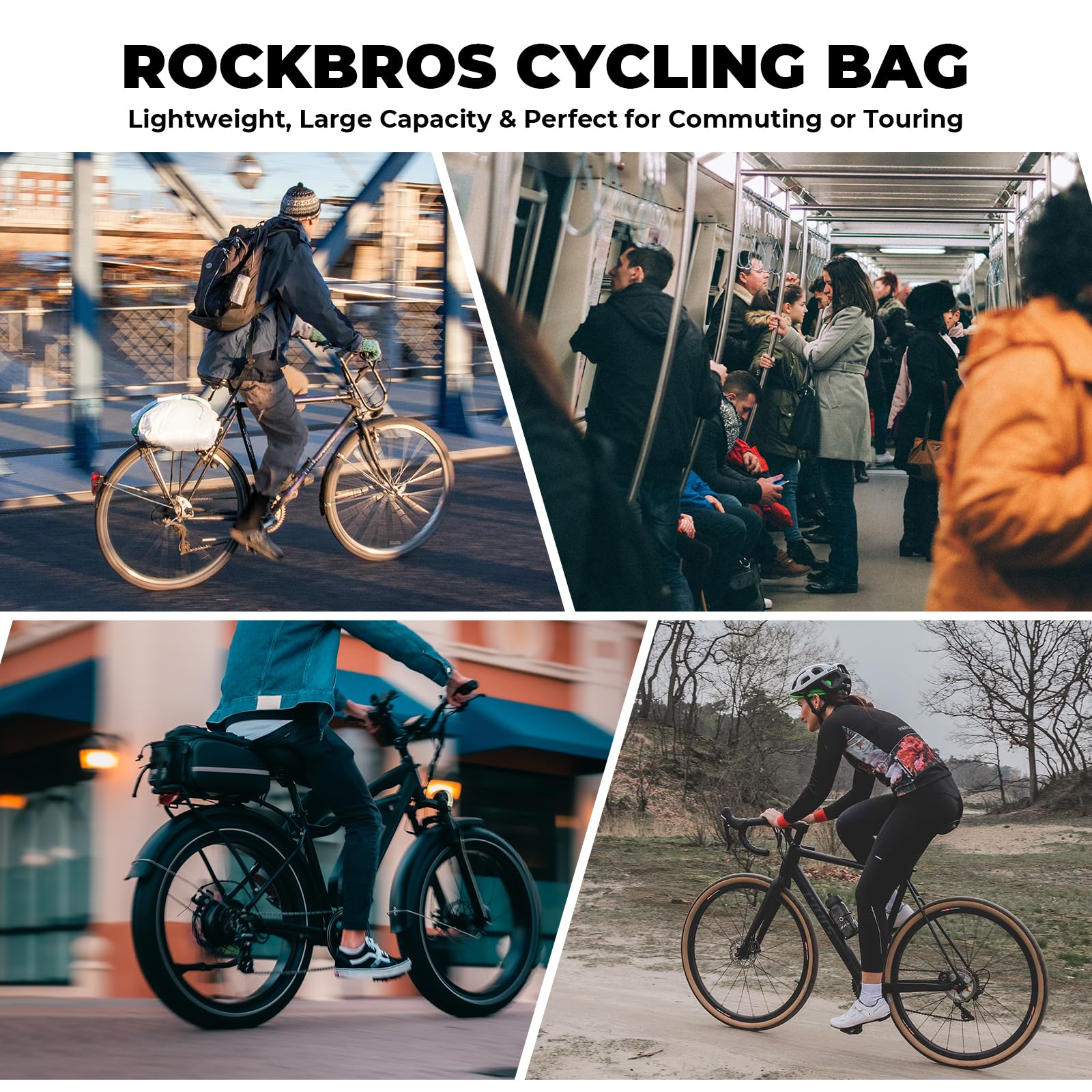 ROCKBROS Fahrrad Gepäckträger Tasche Set – Schnellspanner Gepäckträger 24–29 Zoll aus Aluminium mit Reflektor & 11,6L Gepäckträgertasche Hinten, Abnehmbarer Schultergurt, für Pendeln & Radtouren