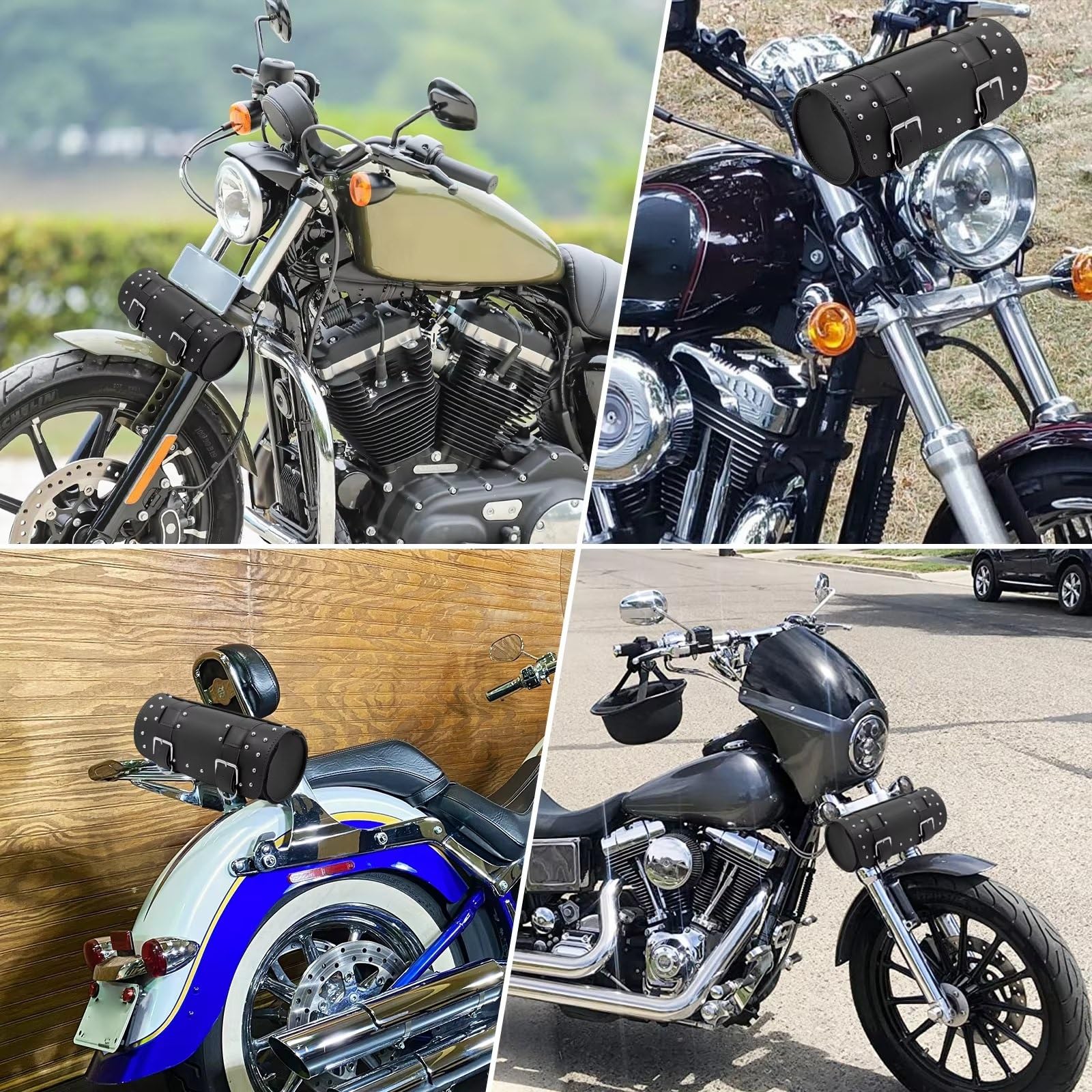 Moto Borsa Tracolla Compatibile con Touring per Sportster per Dyna per Softail Borse Laterali Universali per Moto, Borse Portaoggetti Laterali, Borsa Porta Attrezzi Anteriore