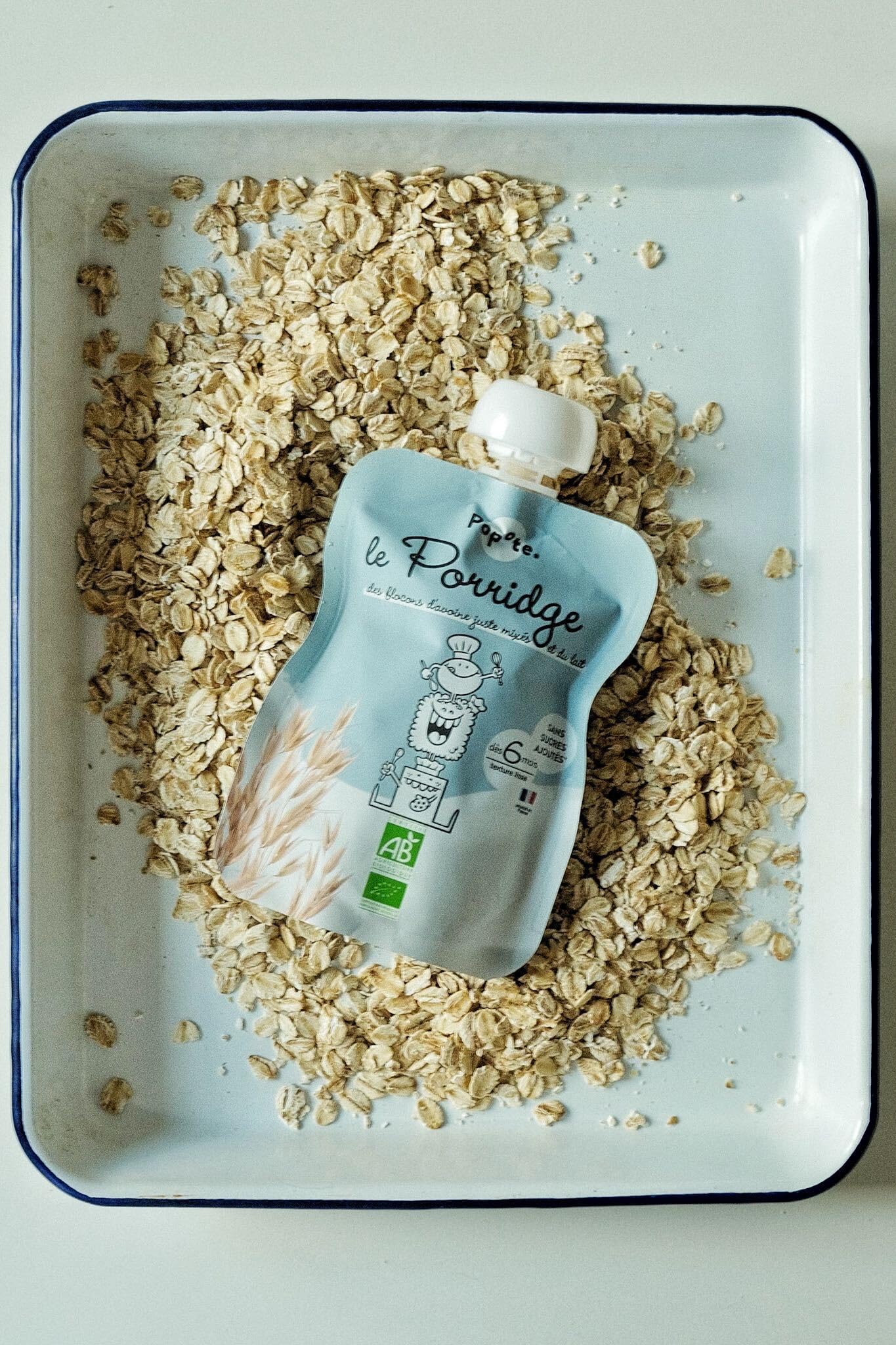 POPOTE - Porridge Bio Bébé - Dès 6 mois - Brassé Flocon Avoine, Lait Poudre - Gourde Individuelle - Texture Onctueuse - Format Pratique à Emporter - Produit en France - Pack Familial 10 x 100 g