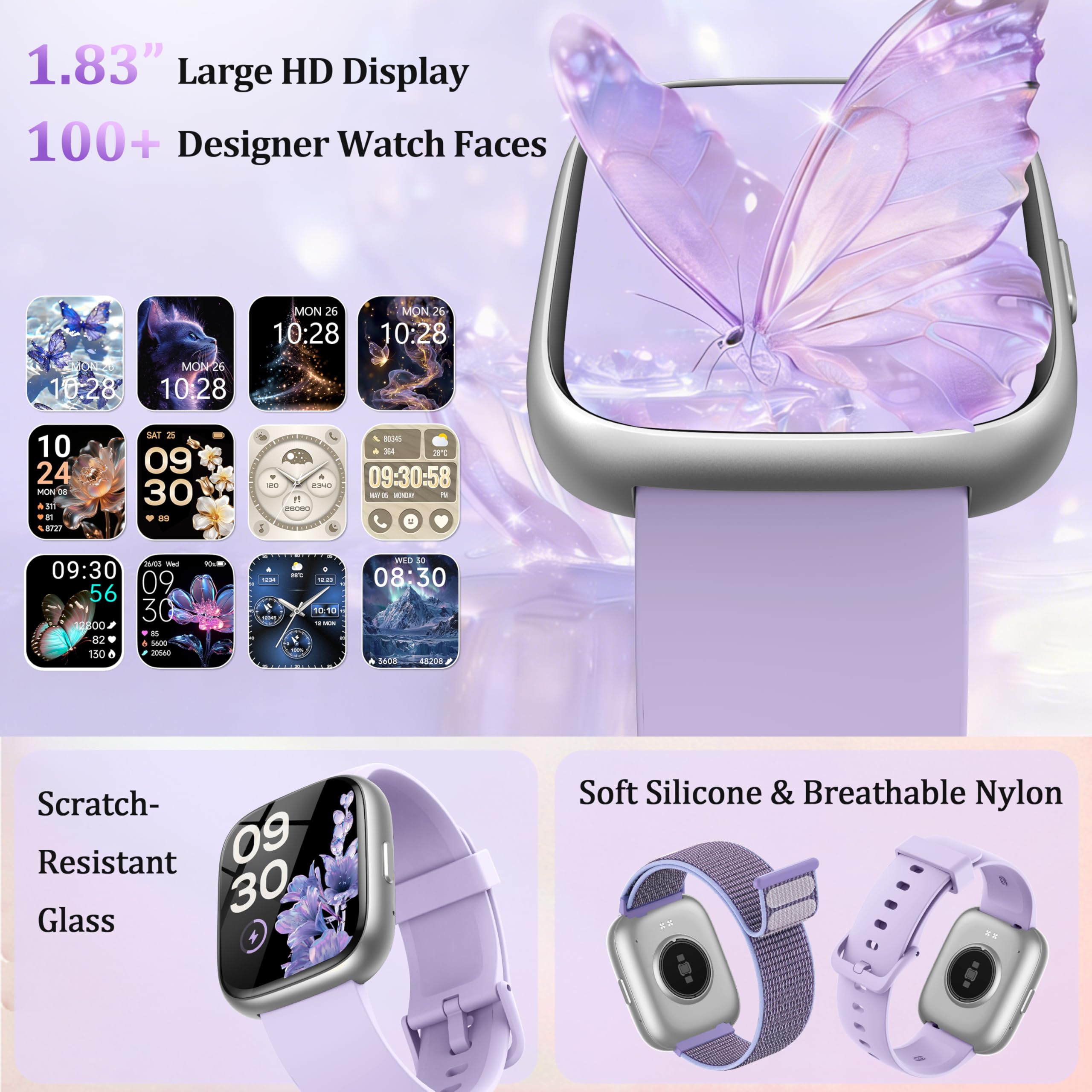 Smart Watch per donne e uomini, smartwatch 2026 [2 cinturini, cassa da 44 mm], orologio fitness tracker da 1,8 pollici Alexa integrato, per fare e rispondere alle chiamate, monitoraggio dello stress