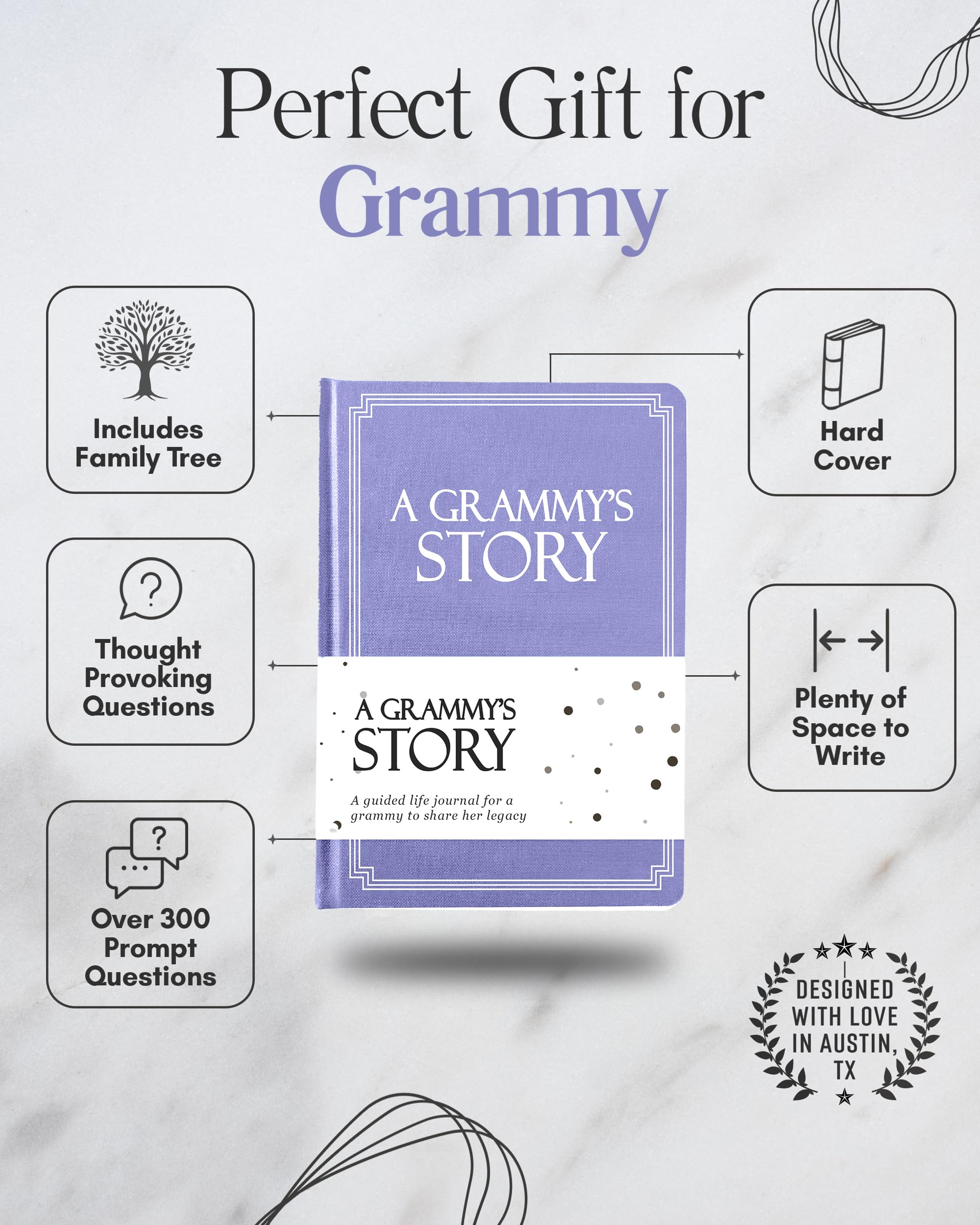 Grammy's Life Story Journal (Hardcover): ein bedeutungsvolles Andenken für Grammy, um ihre Reise & Erinnerungen zu teilen, Buch enthält über 250 prompt Fragen, sentimentales Geschenk für Muttertag