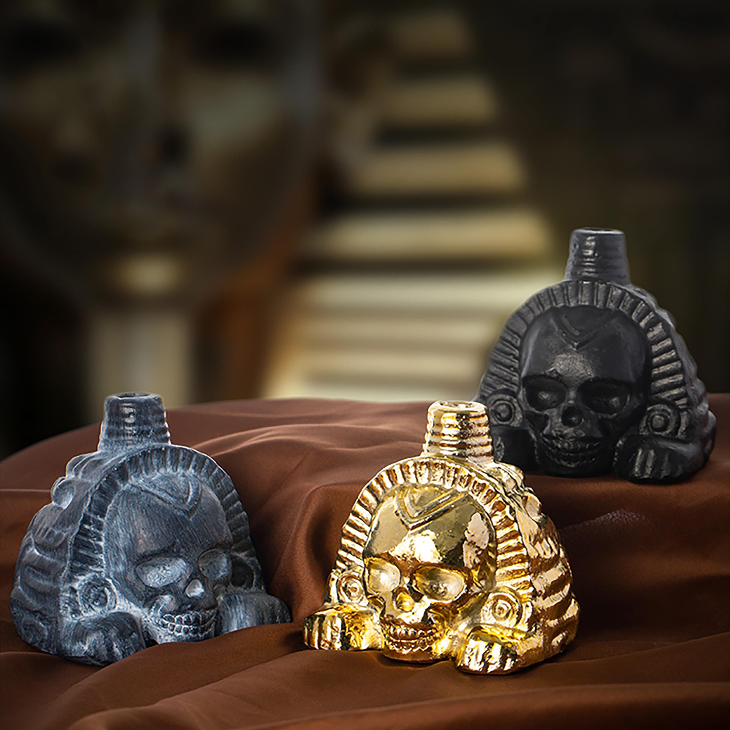 Fischietto della morte azteco, 125 decibel, vero e proprio teschio umano che urla, per Halloween e il giorno dei morti (nero A)