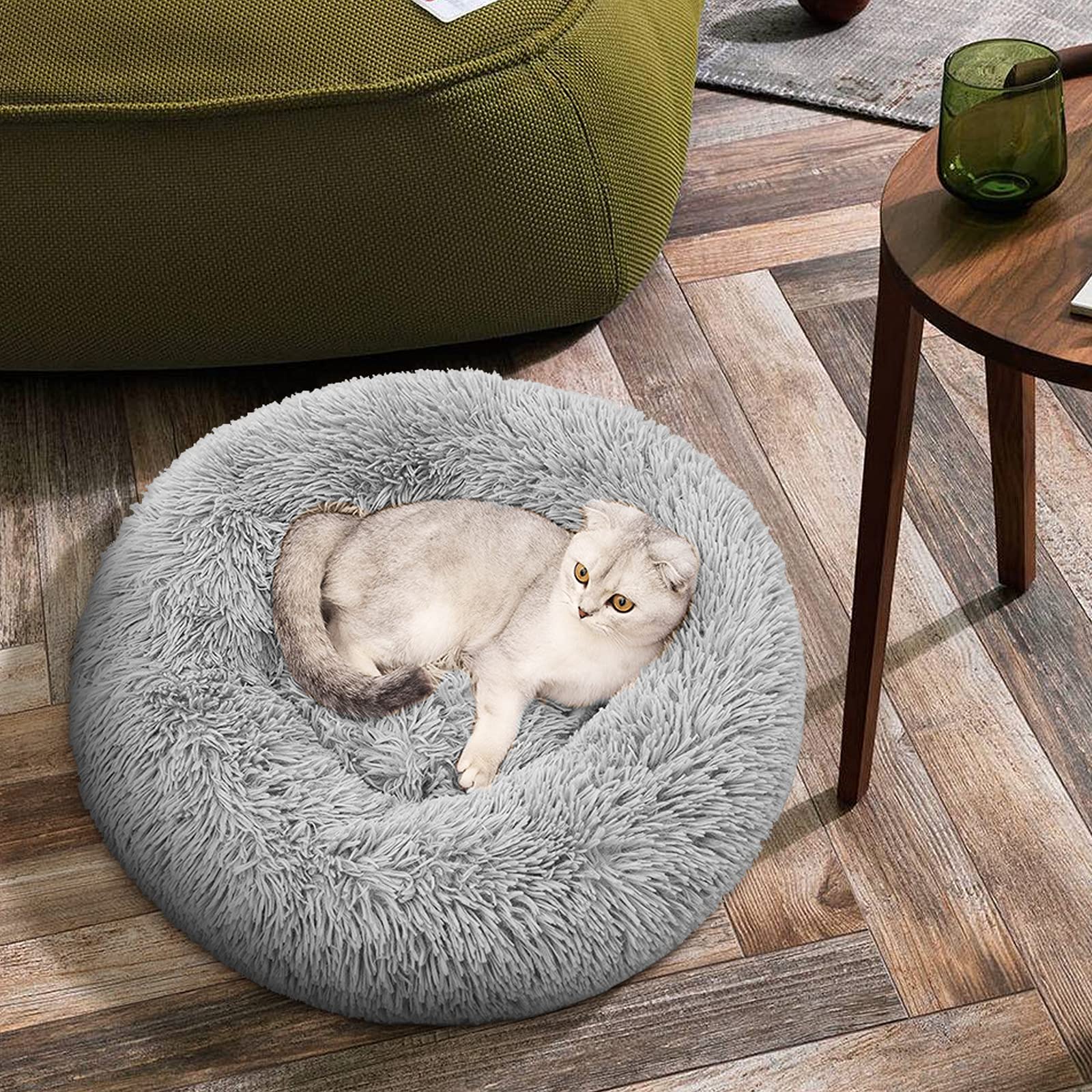 OKPOW Cuccia Morbida per Cani Gatto: Pelosa Lettino Puffy per Cuccioli Nuvola - Lavabile Peluche Ciambella Cuccia Calmante per Animali Domestici