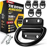 Pamazy 6-Pack Heavy Duty Steel D-Ring Tie Down Anchors - 3500 lbs Break Strength, Rust-Proof for Trucks, Trailers & Cargo Hauling w/ Bolts/Screws