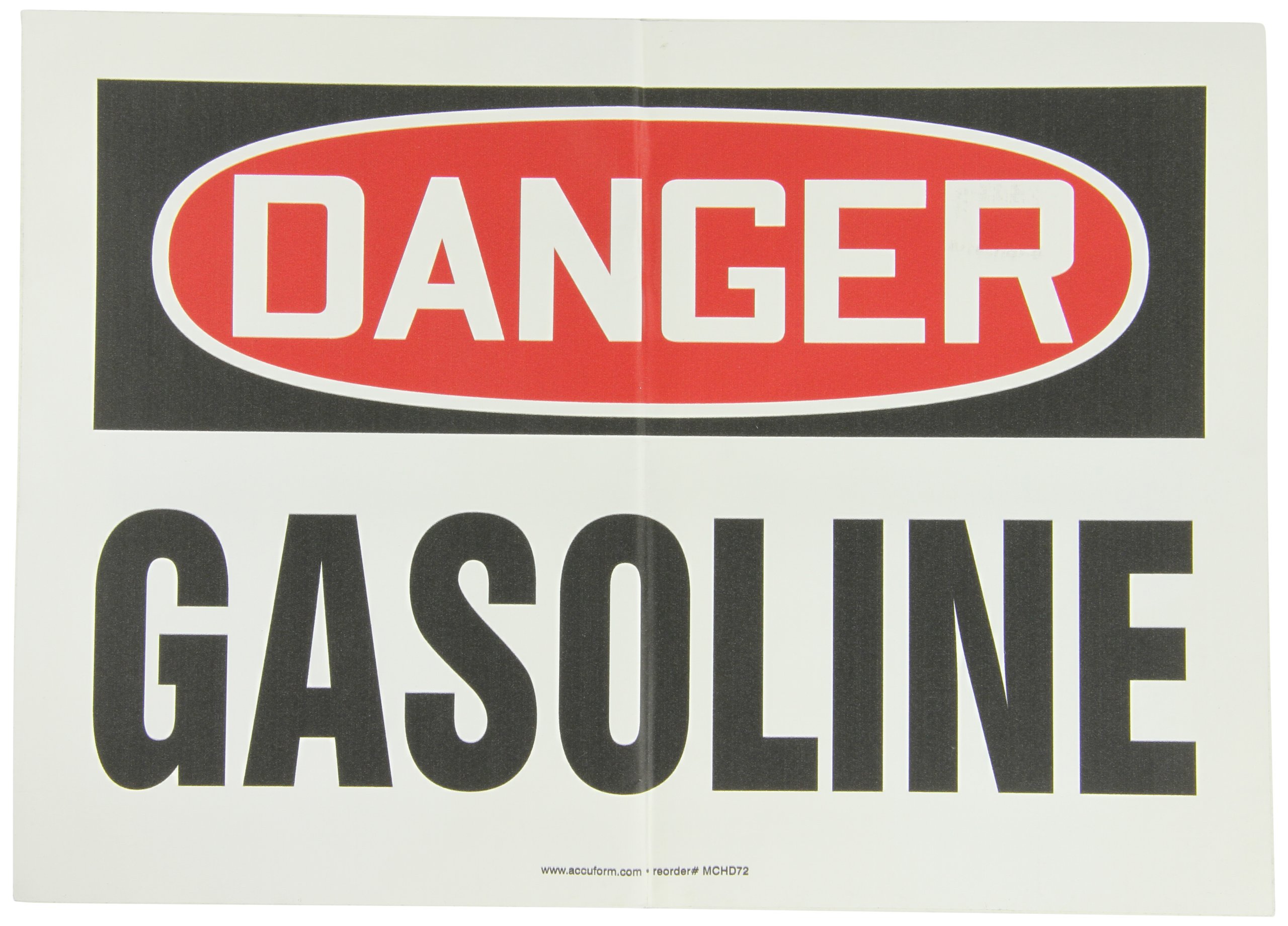 Accuform "Danger Gasoline" Safety Sign, Adhesive Vinyl, 10 x 14 Inches (MCHL245VS)