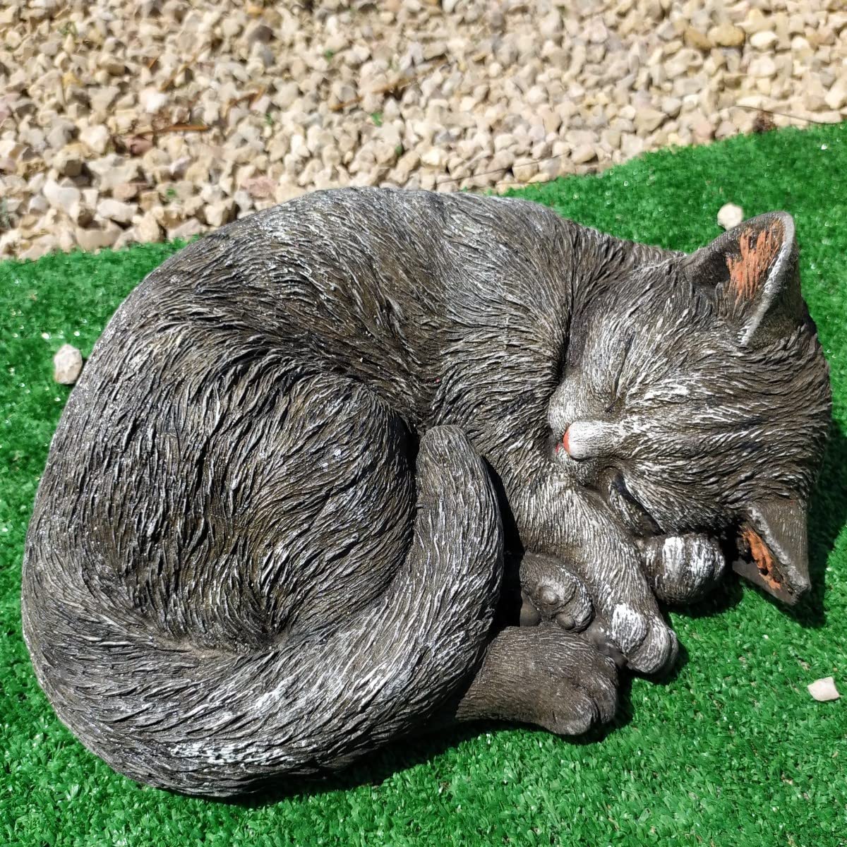 AnaParra Figura de Hormigón Piedra Decorativa Jardin Gato 28X12cm. para Exterior.