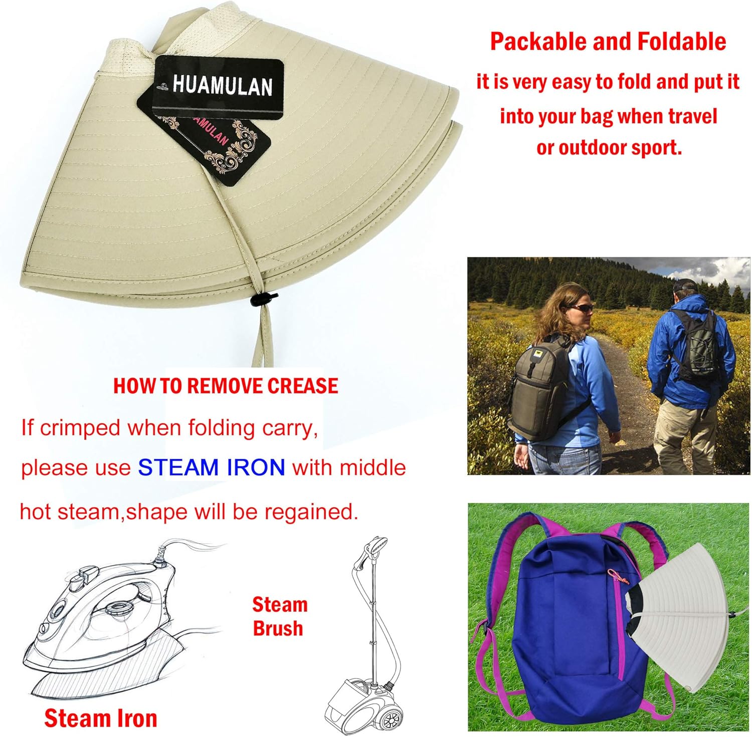 HUAMULAN 6" Super Wide Brim Sun Hats, Men and Women Bucket Hat for Fishing Hiking Garden Lawn Work Safari Camping Outdoor - Image 5