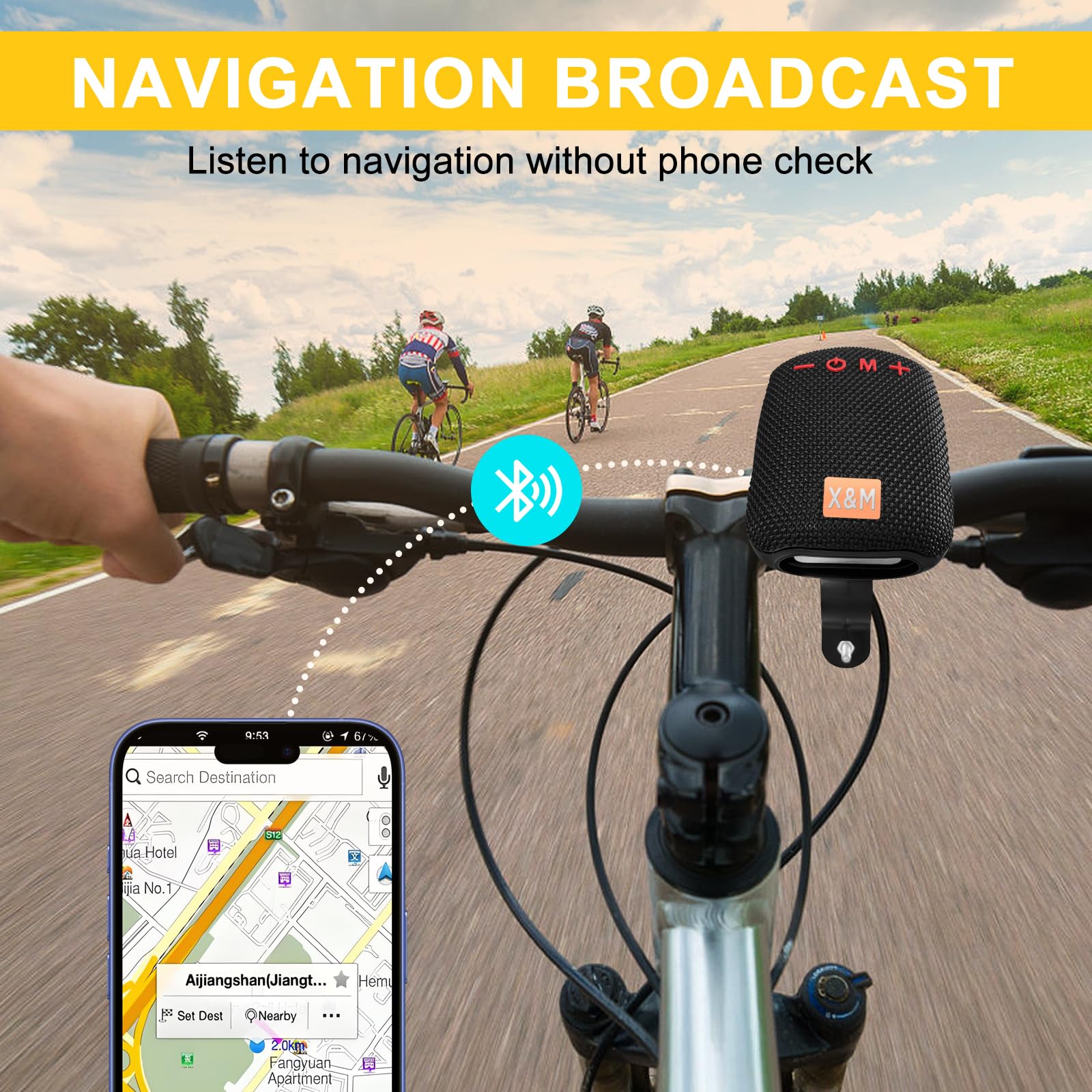 Portable Bluetooth for Bike, IPX5 Waterproof Wireless Traveling Bicycle Speakers, Integrated Design Bicycle Speaker with Loud Sound for Riding, TWS Mini Outdoor Speaker — view 4